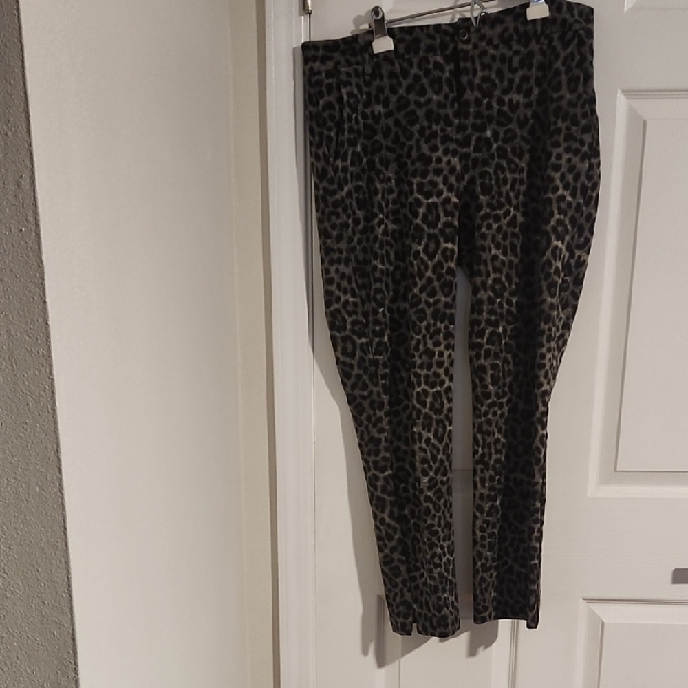 CAbi Black and Gray Animal Print Pants
